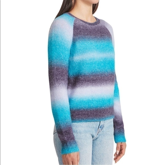 BB Dakota Steve Madden bright rainbow ombre striped fuzzy sweater size XXL - Picture 4 of 15